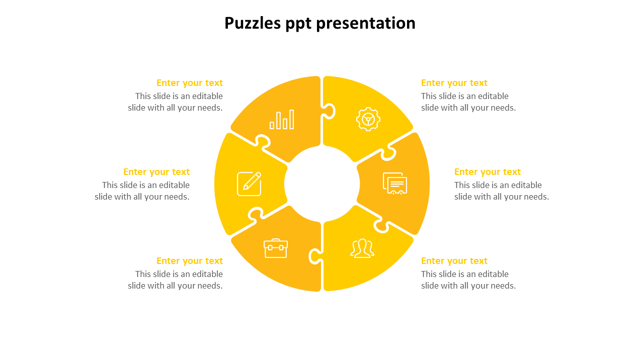 Free - Effective Puzzles PPT Presentation In Orange Color